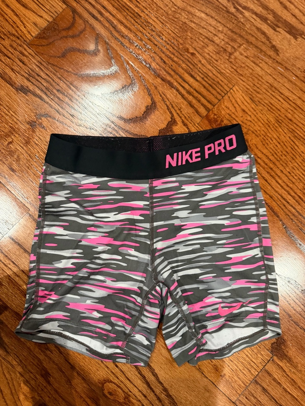 Nike Pro Women's Gray and Pink Camo Bike Shorts